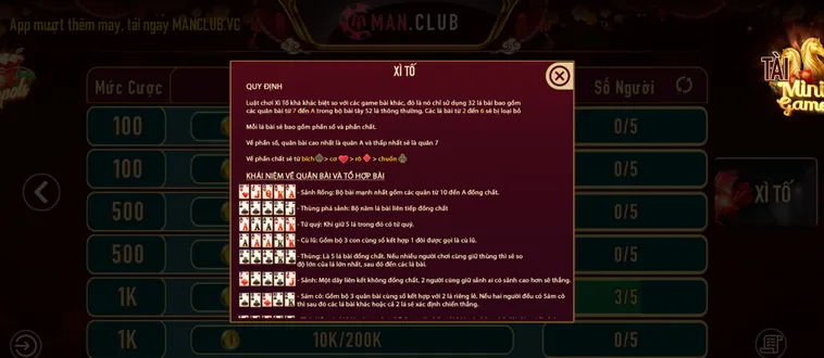 Trò Chơi Xì Tố ManClub Hướng Dẫn Luật Chơi Và Chiến Thuật Cơ Bản